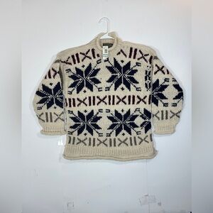 NWT Vintage Rey Wear Fair Isle 100% Wool Chunky Knit Sweater Ecuador XL Handmade